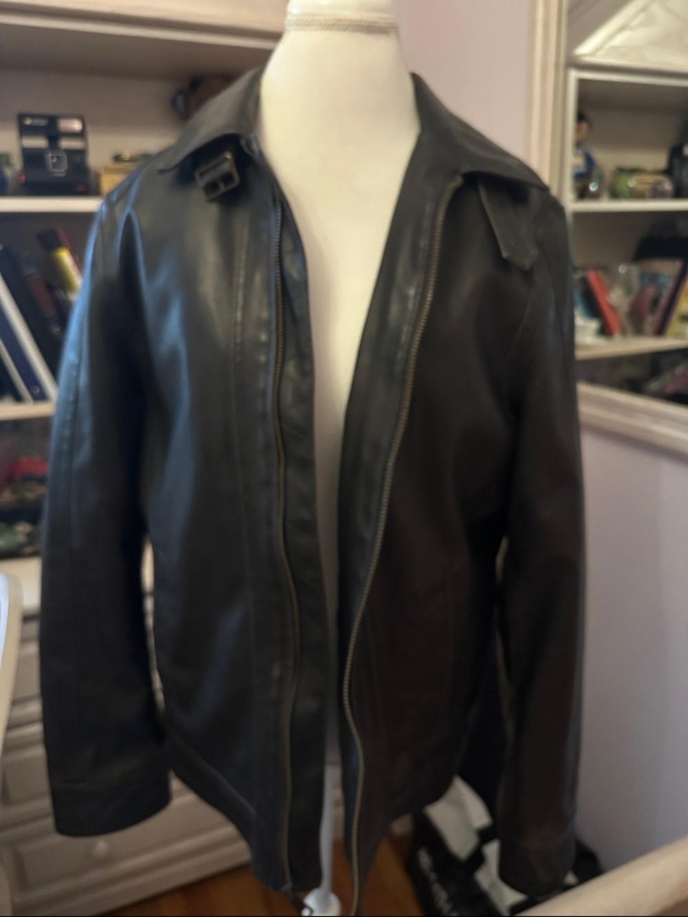 Tommy Hilfiger Black Quilted-Lined Faux leather Bomber Jacket size S -like new